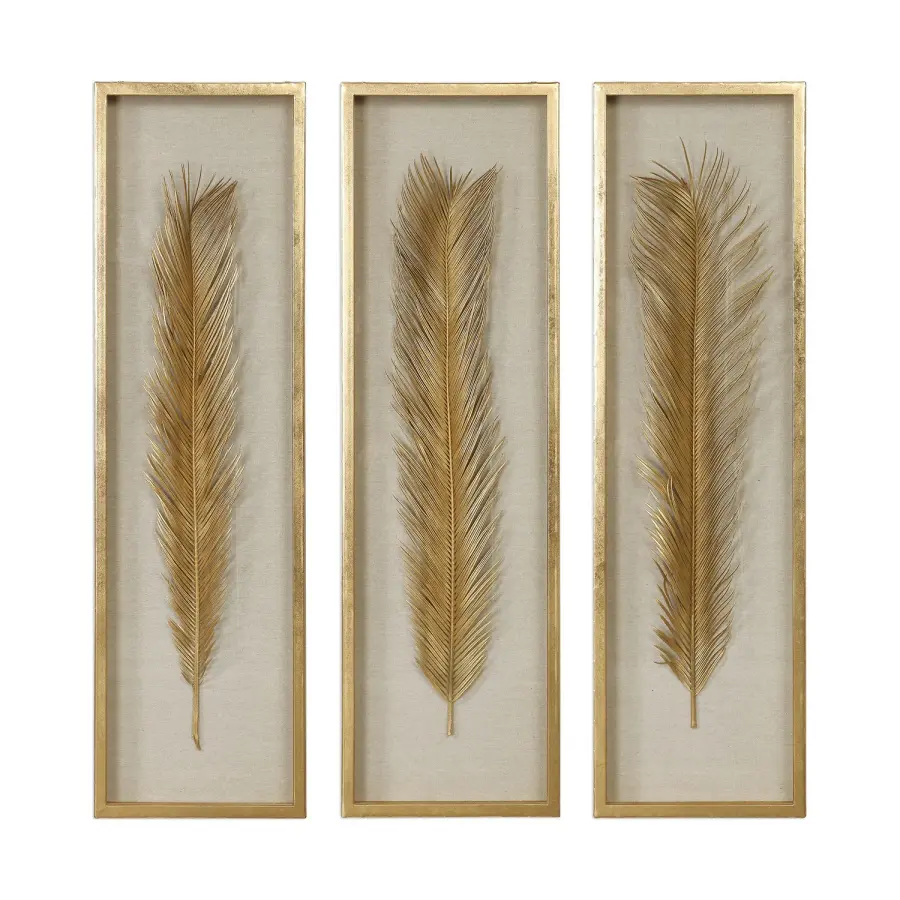 Palma Box Set/3 Wall Art in Gold Leaf