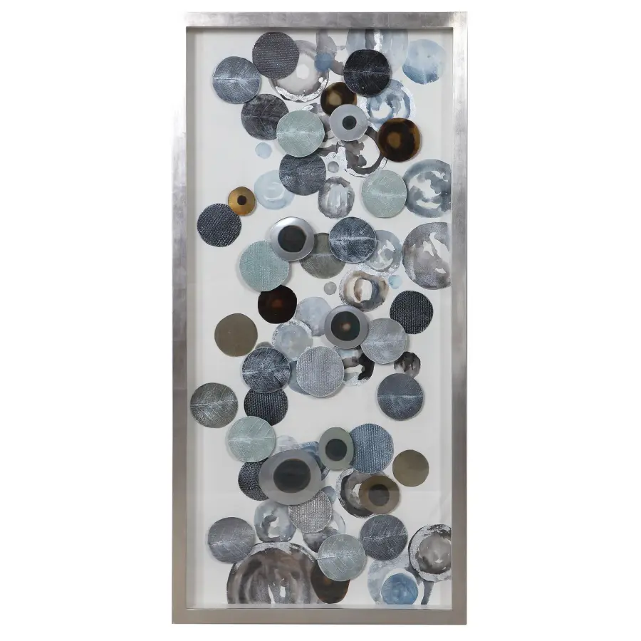 Kella Shadow Box Wall Art in Silver, Brown, Blue, and Green