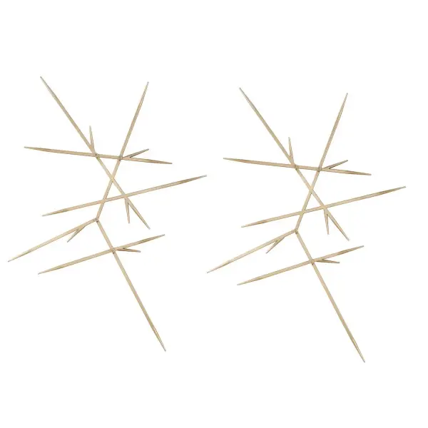 This set of two iron wall accents in a clean silver leaf finish delivers a bold, sculptural statement inspired by fireworks, ideal for contemporary interiors.