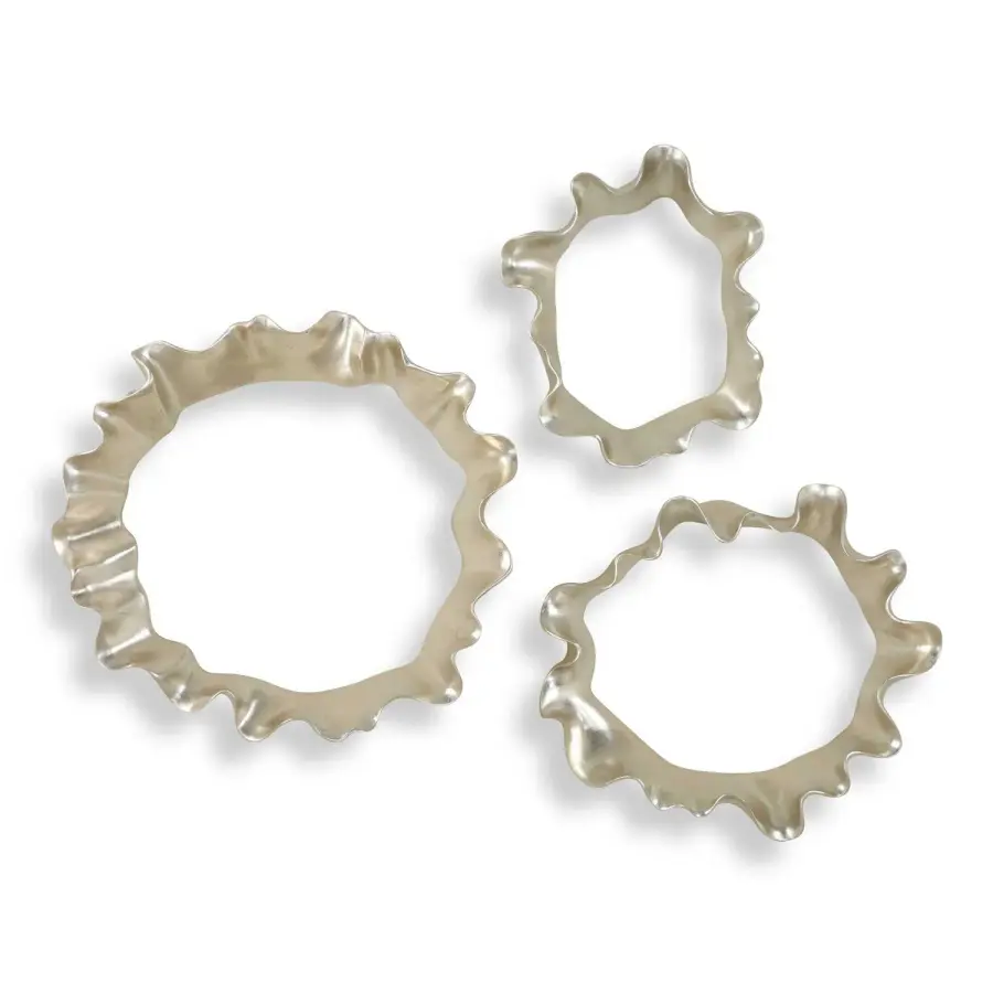 Ripple Effect Wall Art in Silver Leaf, Set of 3
