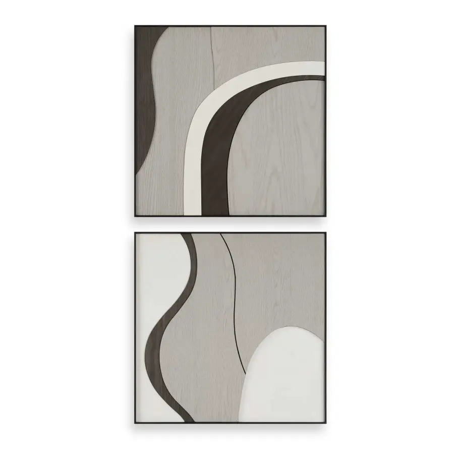 Joel Wall Art in Walnut, Grey, and White