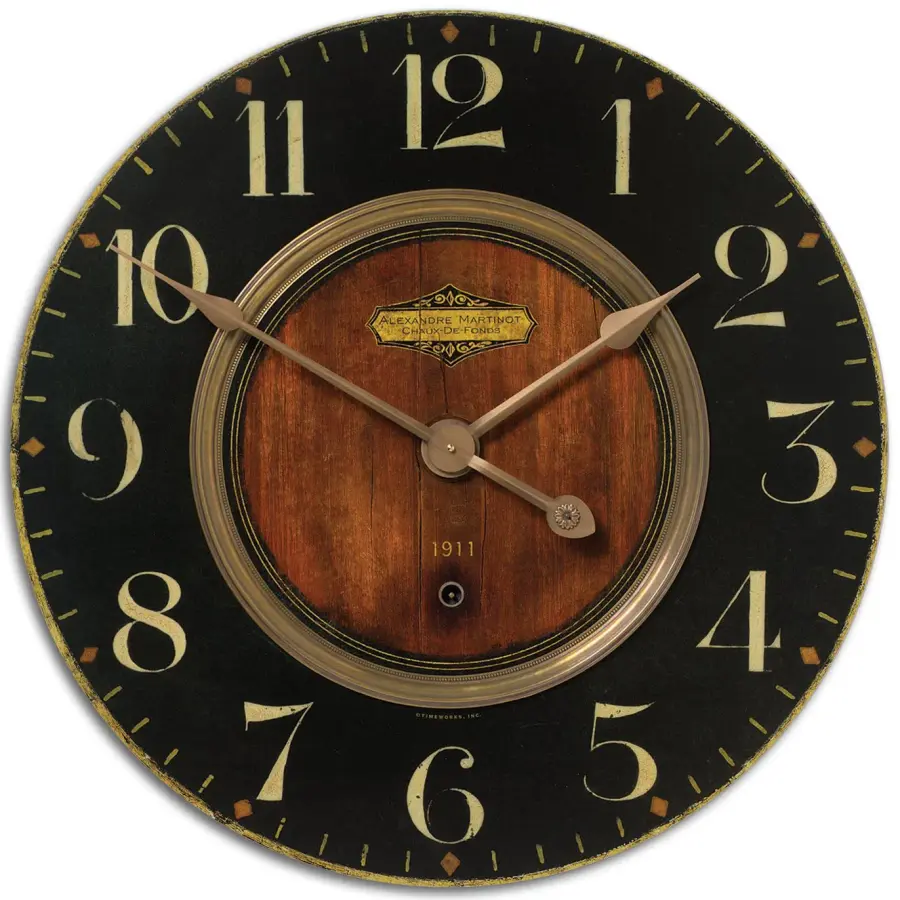 Alexandre Wall Clock in Brass