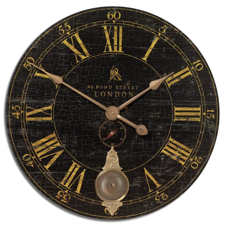 Bond Street Wall Clock in Laminated Black Finish