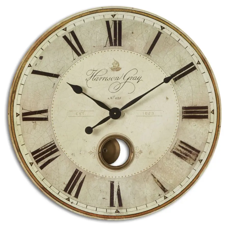 Harrison Gray 30" Wall Clock in Brass