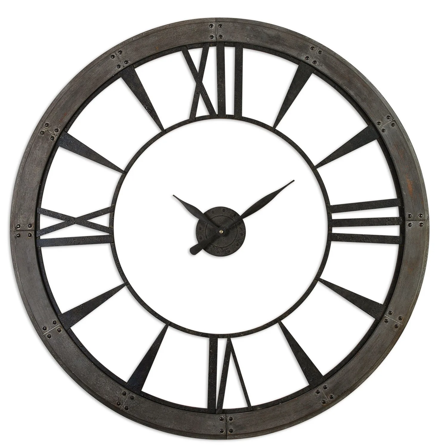 Ronan Oversized Wall Clock in Dark Rustic Bronze with Rust Gray Frame