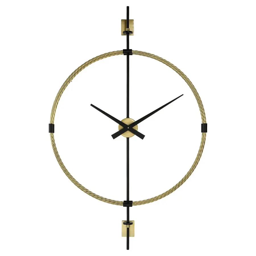 Time Flies Wall Clock in Brushed Brass with Satin Black
