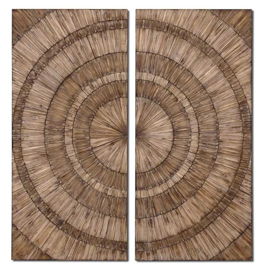 Lanciano Wall Art in Natural Wood Chips with Burnished Wash