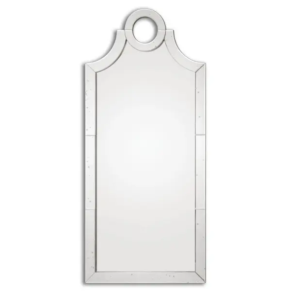 Frame Is Constructed Of Lightly Antiqued, Beveled Mirror Tiles. Collection: Acacius Designer: Carolyn Kinder Finish: Antiqued Beveled Mirror Width: 30.00" Height: 66.00" Length: 1.13" Weight: 44.00 lb Extension from Wall: 1.13" Material: Mdf, Glass Country of Origin: Cambodia Safety Rating: Indoor Only