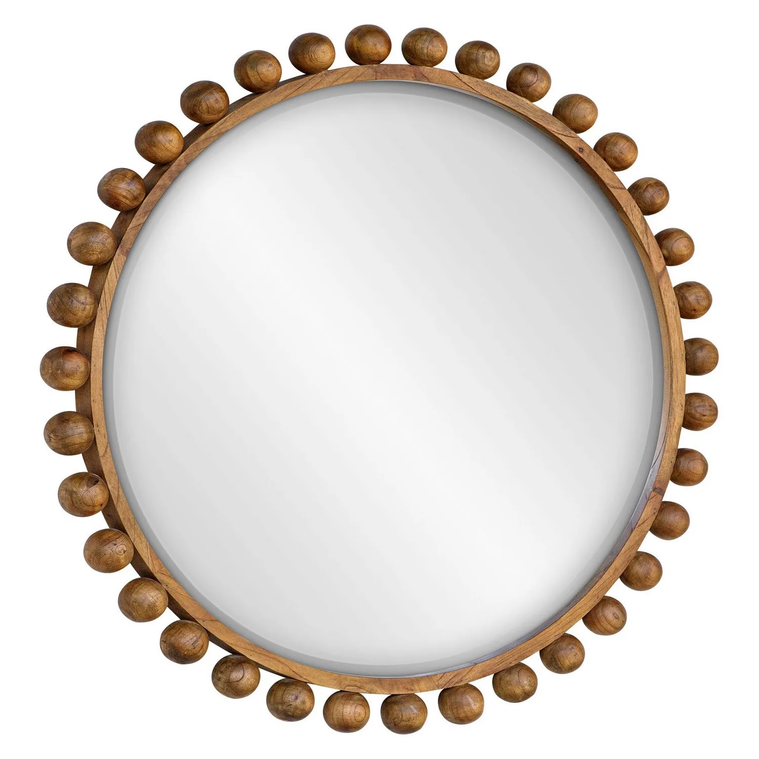 Cyra Round Wood Mirror in Warm Walnut Stain