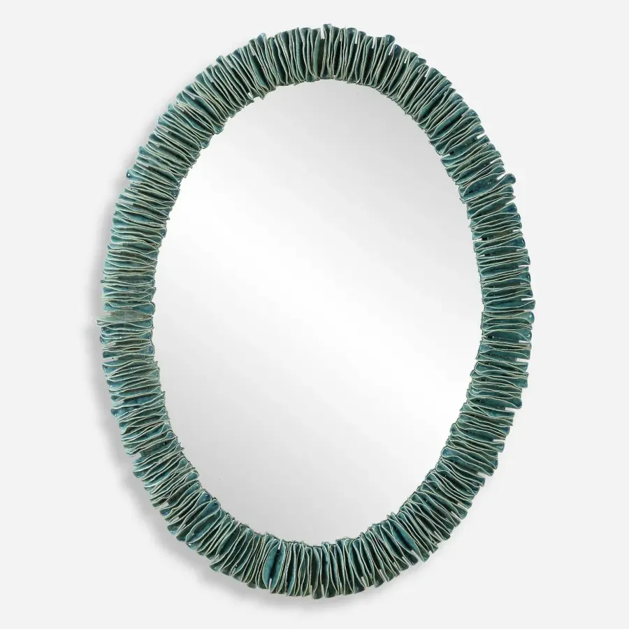 Bonaire Oval Mirror in Blue Glaze