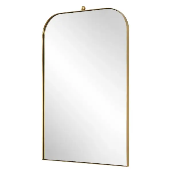 Encased In A Sleek Stainless Steel Frame, This Vanity Arch Mirror Features A Lustrous Brass Plated Finish, Elegantly Surrounding A Floating Polished-edge Mirror And Topped With A Classic Ball Finial. Collection: Cassidy Designer: Jim Parsons Finish: Brass Plated Width: 21.00" Height: 33.00" Length: 1.00" Weight: 19.10 lb Extension from Wall: 1.00" Material: Stainless Steel, Mirror, Mdf Country of Origin: Vietnam Safety Rating: Indoor Only