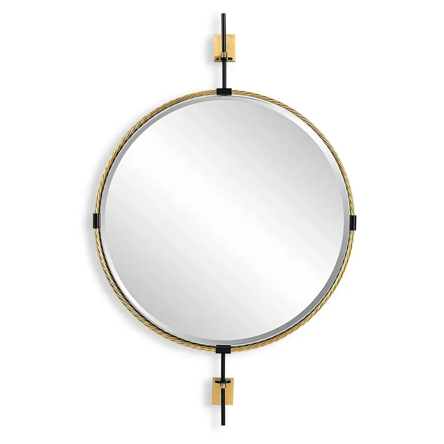 Guardrail Mirror in Antique Brass