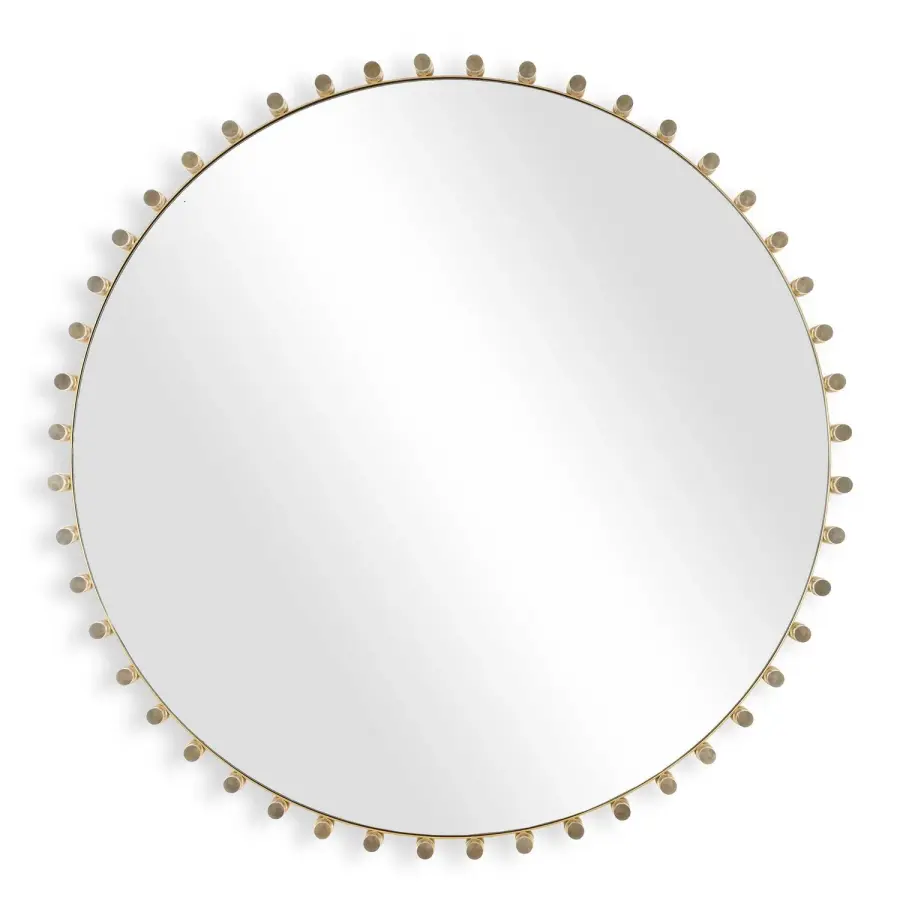 Avelyne Round Mirror in Antique Brass