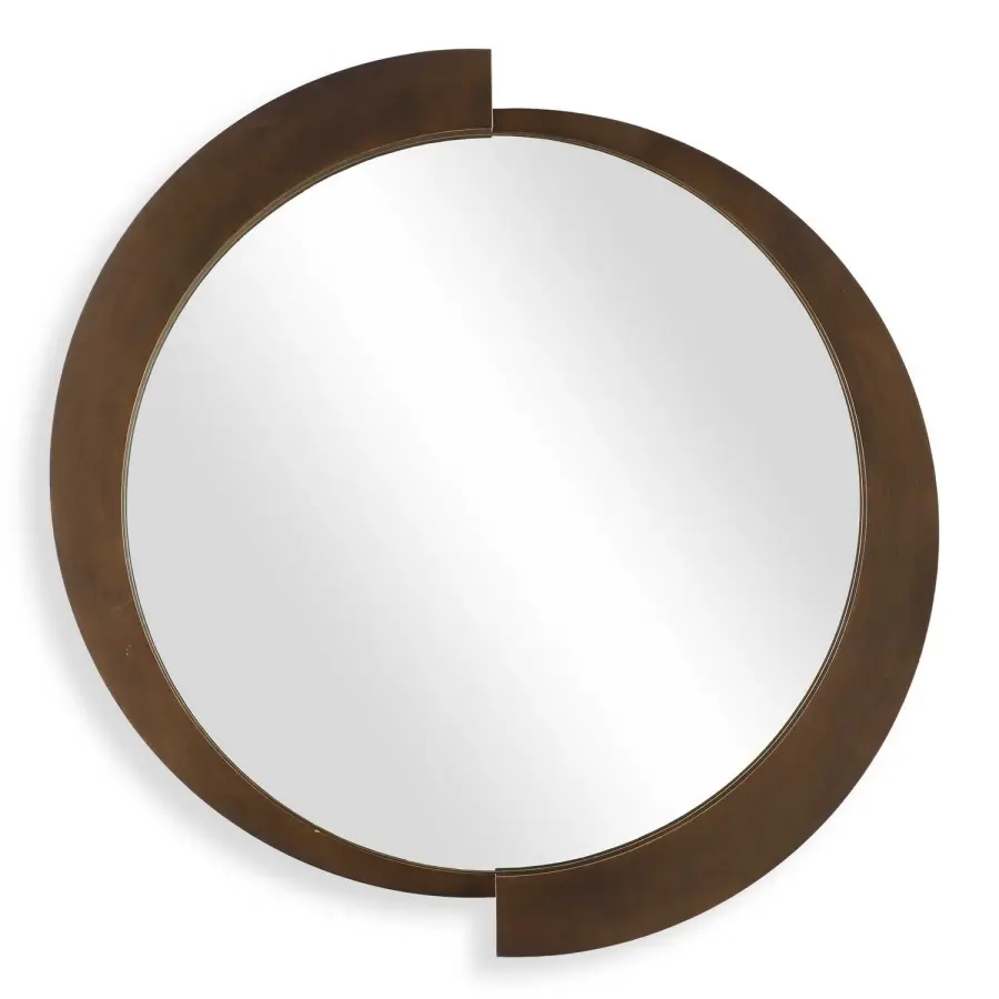 Reverse Round Mirror in Brushed Bronze