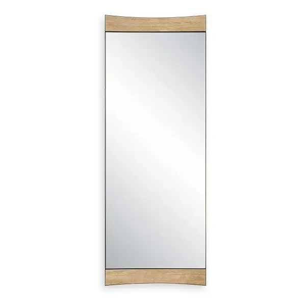 The Russo Mirror Is An Oversized Statement Piece, Featuring A Golden Bronze Outer Frame Complemented By Elegant Curved Travertine End Caps With Beveled Edges. This Mirror Combines Classic Luxury With Distinctive Design. May By Hung Horizontal Or Vertical. Collection: Russo Designer: Grace Feyock Finish: Golden Bronze Width: 30.00" Height: 81.25" Length: 1.88" Weight: 86.00 lb Extension from Wall: 1.88" Material: Iron, Mirror, Mdf, Travertine Country of Origin: China Safety Rating: Indoor Only