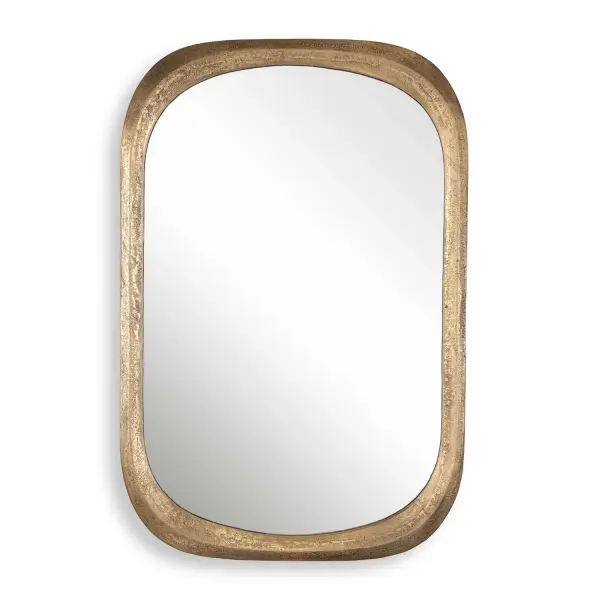 Crafted From Cast Aluminum And Finished In A Plated Antique Brass, The Malone Mirror Features Subtle Texture And Imperfections For A Hand Crafted Appeal. May Be Hung Horizontal Or Vertical. Collection: Malone Finish: Antique Brass Width: 24.00" Height: 36.50" Length: 1.25" Weight: 30.00 lb Extension from Wall: 1.25" Material: Aluminum, Glass, Mdf, Iron Country of Origin: India Safety Rating: Indoor Only