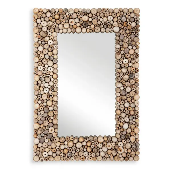 The Timberwood Mirror Showcases A Resourceful Design Made From Salvaged Scraps Of Fruit Woods, Re-purposed For A One-of-a-kind Look. Its Versatile Style Seamlessly Fits A Range Of Decors, From Lodge To Coastal, Adding Rustic Charm And Natural Beauty To Any Space. May Be Hung Horizontal Or Vertical. Collection: Timberwood Finish: Brown Width: 35.50" Height: 51.25" Length: 2.00" Weight: 45.00 lb Extension from Wall: 2.00" Material: Mix Wood Country of Origin: Indonesia Safety Rating: Indoor Only