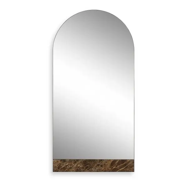 This Oversized Arch Mirror Features A Thick Dark Bronze Iron Frame, Complemented With An Emperador Brown Marble Slab With Subtle Beveled Edges. Collection: Hanover Designer: Grace Feyock Finish: Dark Bronze Width: 39.38" Height: 78.75" Length: 2.00" Weight: 80.00 lb Extension from Wall: 2.00" Material: Iron, Mirror, Mdf, Marble Country of Origin: China Safety Rating: Indoor Only