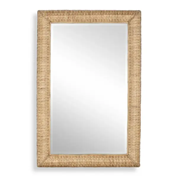 This Rectangle Mirror Boasts A Coastal Vibe By Using Alternating Twisted Natural Seagrass Over A Rounded Frame Accented With Matching Tightly Twisted Edge Banding. Mirror Has A Generous 1 1/4" Bevel. May Be Hung Horizontal Or Vertical. Collection: Twisted Seagrass Finish: Natural Width: 38.00" Height: 58.00" Length: 2.50" Weight: 52.00 lb Extension from Wall: 2.50" Material: Pine Wood Country of Origin: Indonesia Safety Rating: Indoor Only