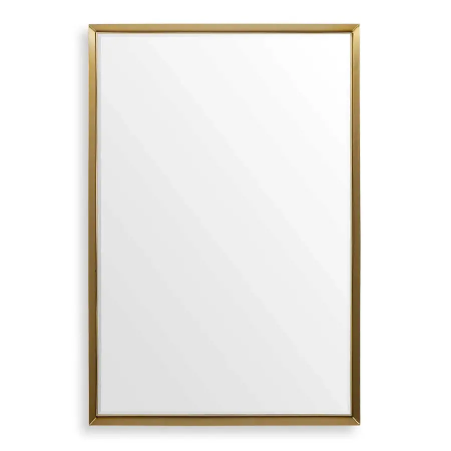 Heisler Rectangular Mirror in Stainless Steel with Brushed Brass Liner