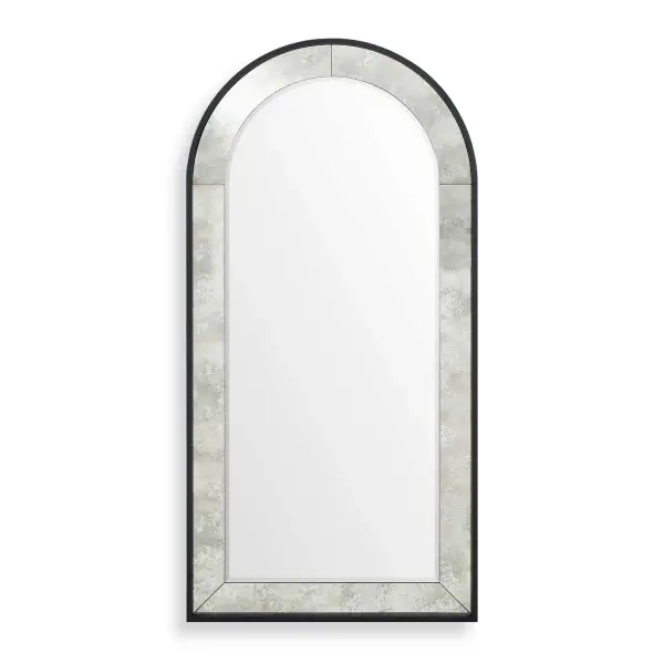 This Oversized Arch Mirror Features Antique Style Mirror Wrapping The Outer Edge Encased By A Thick Black Iron Frame. Collection: Marlowe Designer: Grace Feyock Finish: Black Width: 40.00" Height: 80.00" Length: 1.50" Weight: 93.00 lb Extension from Wall: 1.50" Material: Iron, Mirror, Mdf, Antique Mirror Country of Origin: Vietnam Safety Rating: Indoor Only