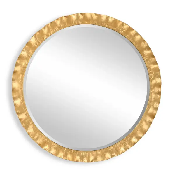 This Mirror Features A Hand Forged Metal Frame Finished In A Lightly Antiqued Gold Leaf With An Organic, Scalloped Edge Design. Collection: Haya Designer: Grace Feyock Finish: Antiqued Gold Leaf Width: 39.75" Height: 39.75" Length: 2.00" Weight: 23.00 lb Extension from Wall: 2.00" Material: Iron, Mirror, Mdf Country of Origin: China Safety Rating: Indoor Only