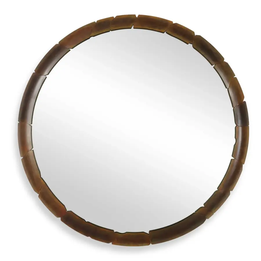 Auger Round Mirror in Aged Rust Bronze