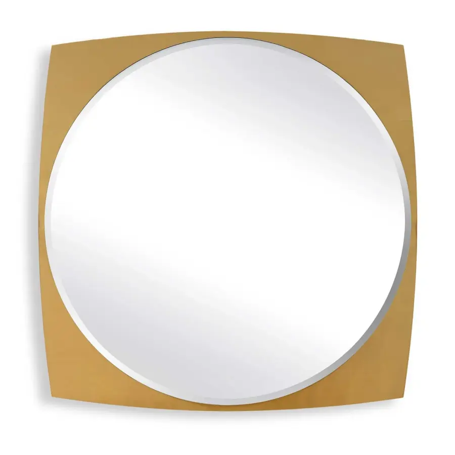 Neilia Almost-Square Mirror in Antique Brass Plated Stainless Steel