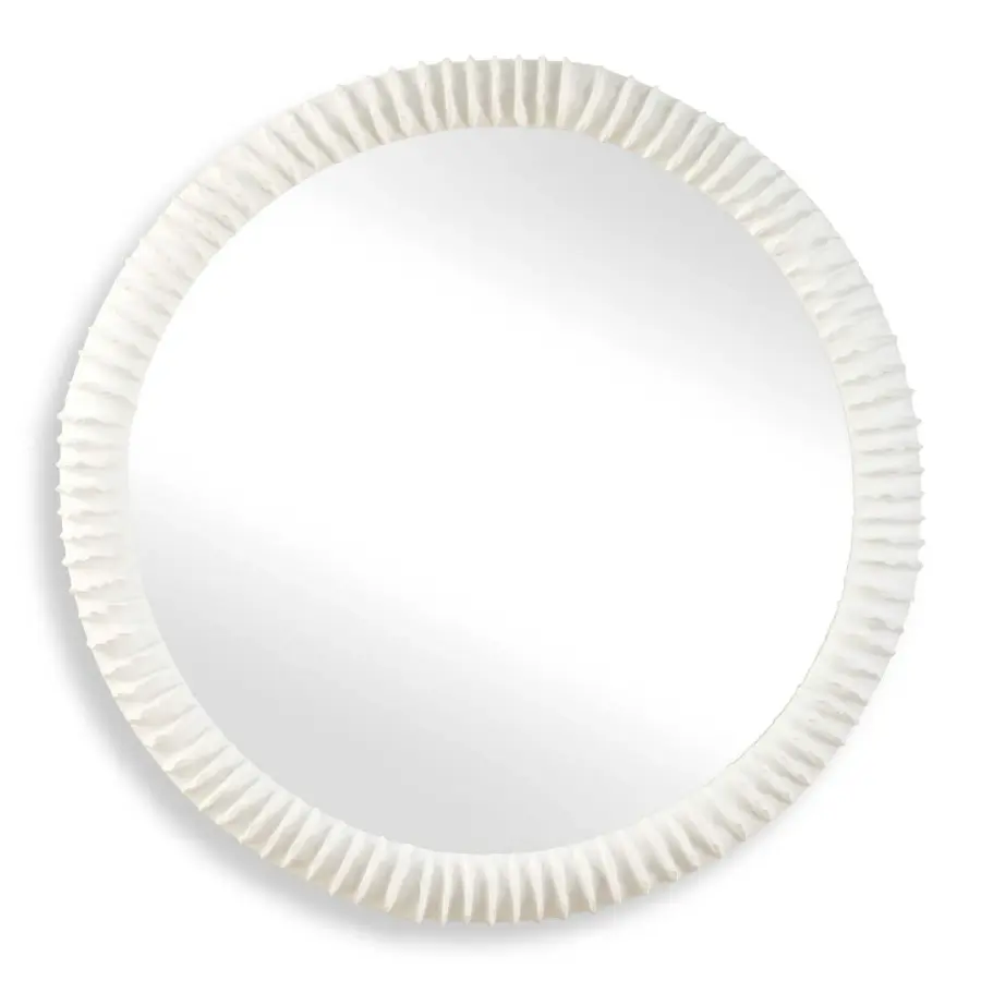Akiko Round Mirror in Matte White