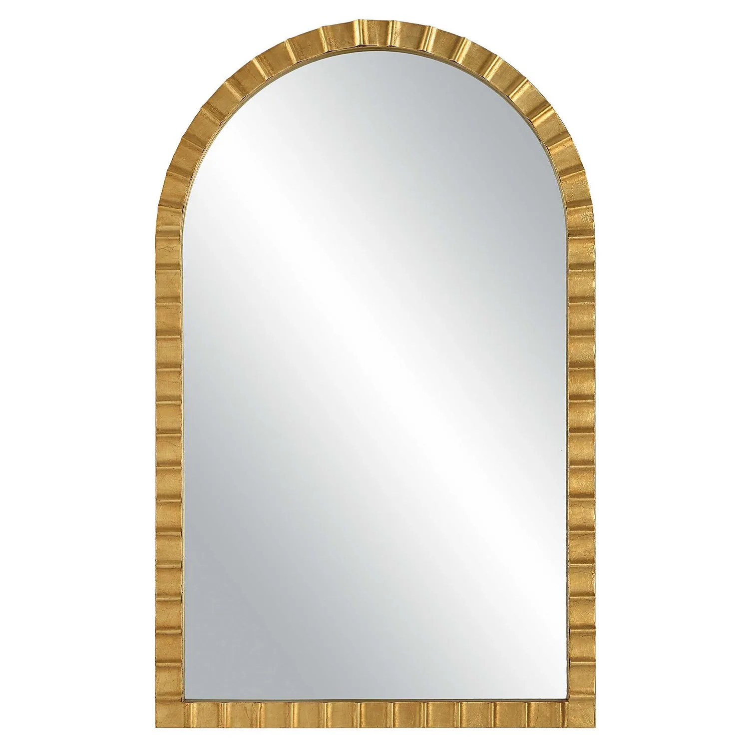 Dandridge Arch Mirror in Antiqued Metallic Gold Leaf