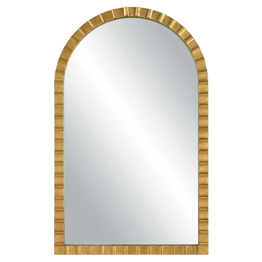 Dandridge Arch Mirror in Antiqued Metallic Gold Leaf