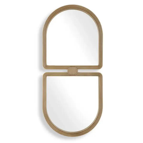 A Modern Twist On Art Deco Design, This Mirror Breaks Away From Traditional Shapes With Its Eye-catching Silhouette. It Features A Sleek, Wooden Frame With Grooved Out Channels Finished In A Light Natural Wood Tone. The Contrasting Forms Create A Visually Dynamic Piece That Complements Both Classic And Contemporary Interiors. Collection: Jacques Designer: Renee Wightman Finish: Antiqued Gold Width: 22.00" Height: 47.50" Length: 1.50" Weight: 19.84 lb Extension from Wall: 1.50" Material: Mdf, Mirror Country of Origin: China Safety Rating: Indoor Only
