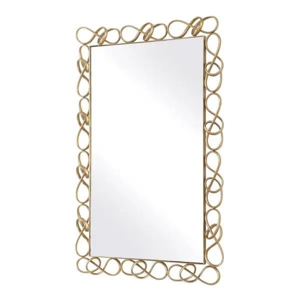 The Intricate Frame Of The Twist It Mirror Features A Continuous, Infinity-inspired Loop Design, Finished In Plated Antique Brass. May Be Hung Horizontal Or Vertical. Collection: Twist It Designer: Renee Wightman Finish: Antique Brass Width: 29.25" Height: 45.25" Length: 2.75" Weight: 34.61 lb Material: Iron+Mirror +MDF Country of Origin: China Safety Rating: Indoor Only