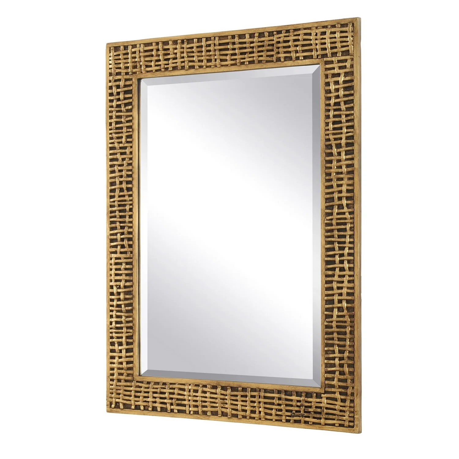 Woven In Time Mirror in Antiqued Gold Leaf