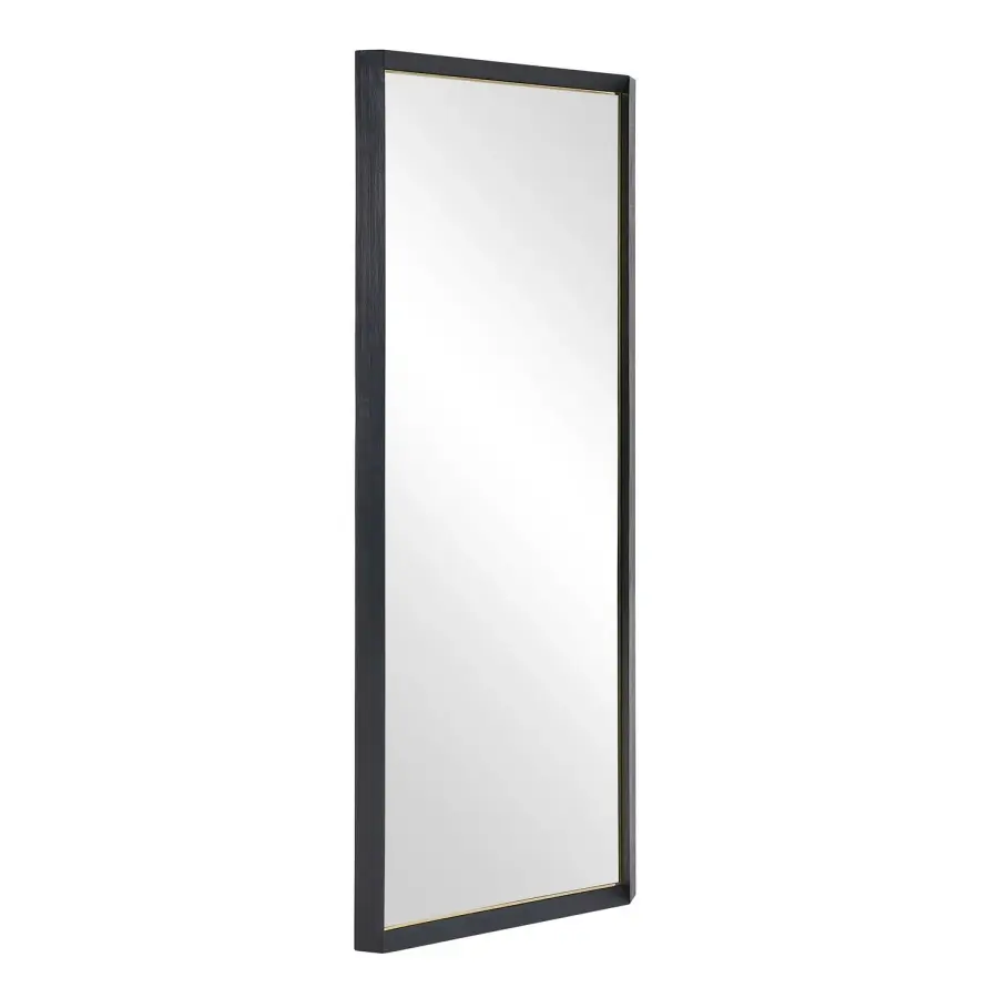Stenton Tall Mirror in Black with Gold Inner Ledge