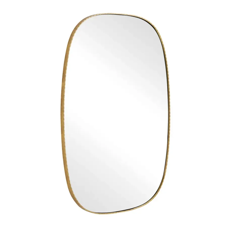 Nidia Elongated Scalloped Mirror in Antique Gold