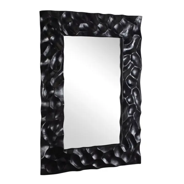 The Malosi Mirror Features Hand Carved Scooped Textures In Matte Black Suar Wood That Brings Sculptural Art To Your Wall. May Be Hung Horizontal Or Vertical. Because Each Is Individually Handcrafted, Natural Variation Will Occur From Piece To Piece. Collection: Malosi Designer: David Frisch Finish: Matte Black Width: 27.60" Height: 39.40" Length: 1.40" Weight: 11.00 lb Material: SUAR WOOD Country of Origin: Indonesia Safety Rating: Indoor Only