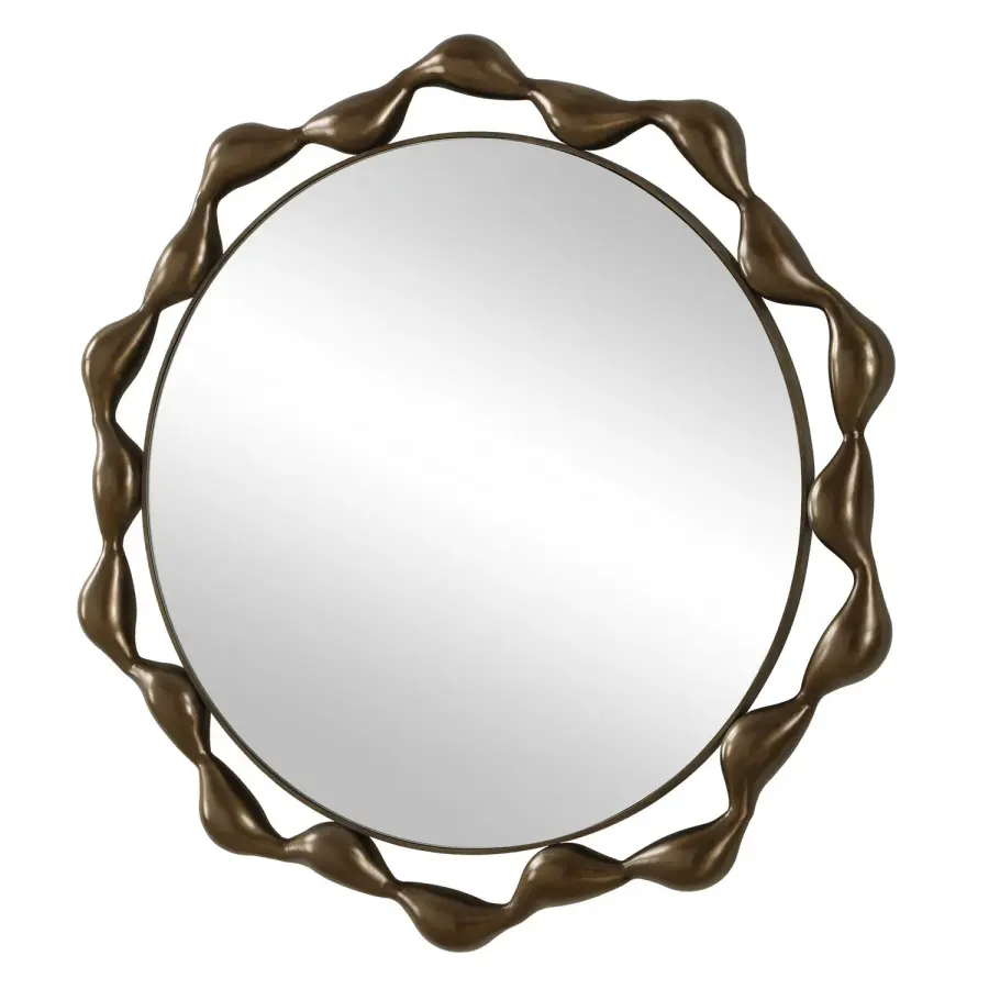 Remolino Round Mirror in Plated Warm Bronze