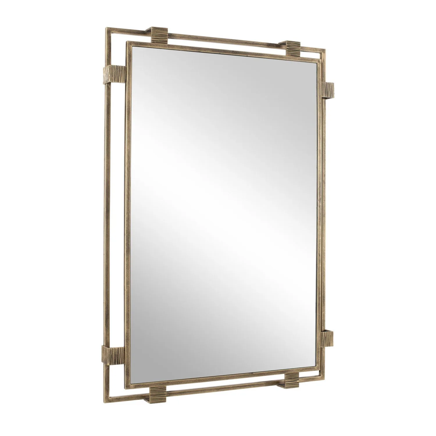 Elsher Mirror in Antiqued Gold