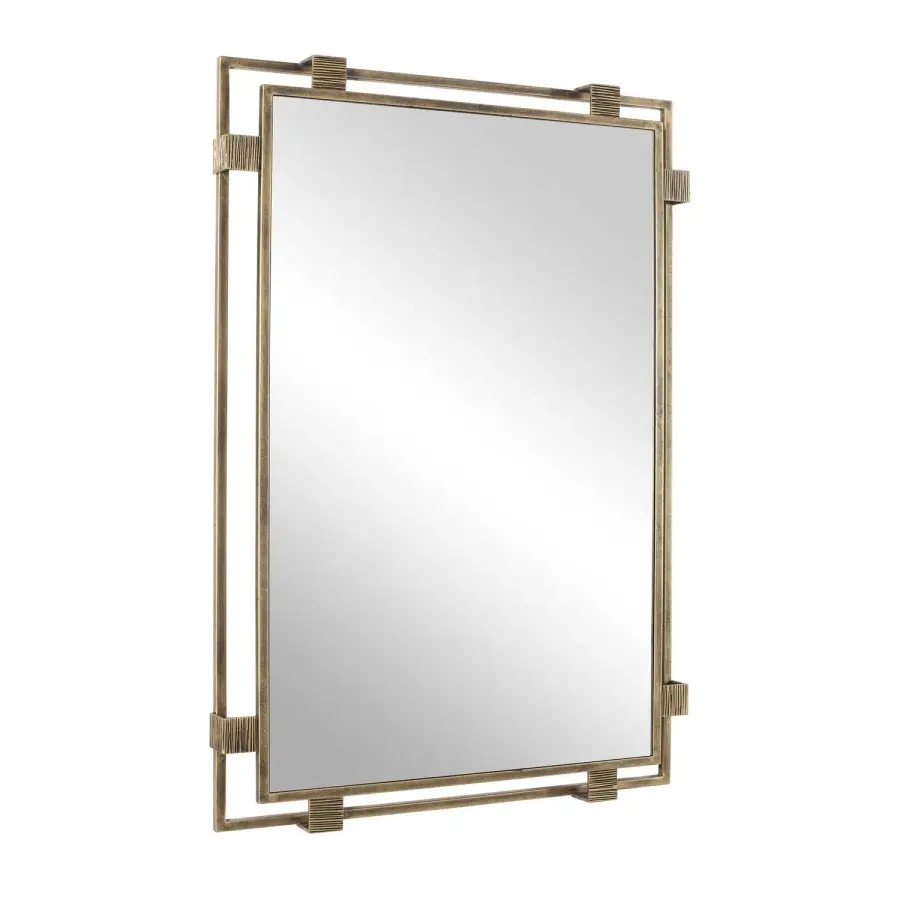 Elsher Mirror in Antiqued Gold
