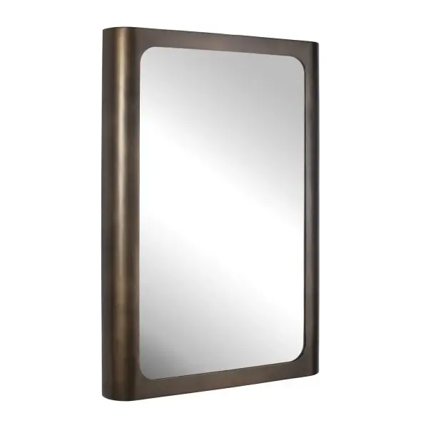 The Fischer Mirror Offers A Sleek, Modern Statement With Its Softly Curved Iron Frame, Finished In Dark Golden Bronze. May Be Hung Horizontal Or Vertical. Collection: Fischer Finish: Dark Golden Bronze Width: 24.00" Height: 36.00" Length: 2.75" Weight: 25.00 lb Material: IRON, MIRROR, AND MDF Country of Origin: India Safety Rating: Indoor Only