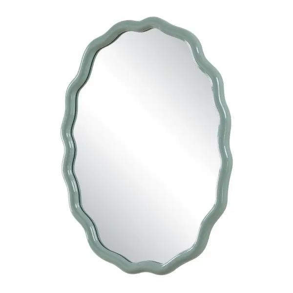 The Isly Oval Mirror Features A Whimsical, Wavy Profile That Is Finished In A Beautiful Robin's Egg Blue. Collection: Isly Designer: David Frisch Finish: Egg Blue Width: 24.00" Height: 31.75" Length: 1.25" Weight: 12.50 lb Material: Mirror, MDF Country of Origin: China Safety Rating: Indoor Only