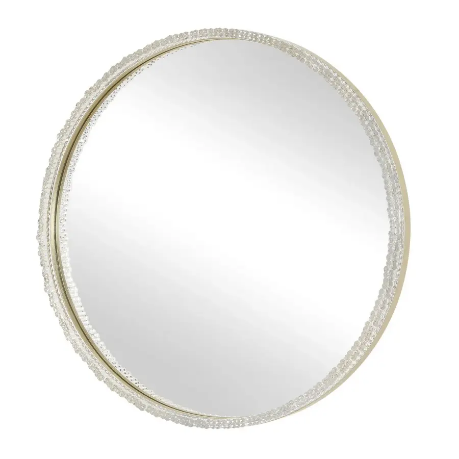 Break The Ice Round Mirror in Champagne Iron