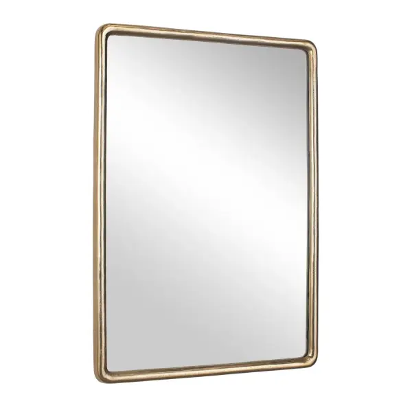 The Cast Aluminum Frame Of This Vanity Mirror Showcases A Timeless, Softly Rounded Shape With A Subtle Pitted Texture, Finished In A Plated Antique Brass. May Be Hung Horizontal Or Vertical. Suitable For Both Indoor And Outdoor Use. Collection: Burton Finish: Antique Brass Width: 22.00" Height: 32.00" Length: 1.00" Weight: 26.50 lb Material: ALUMINIUM,MIRROR, OUTDOOR GRADE MDF Country of Origin: India Safety Rating: Indoor/Outdoor