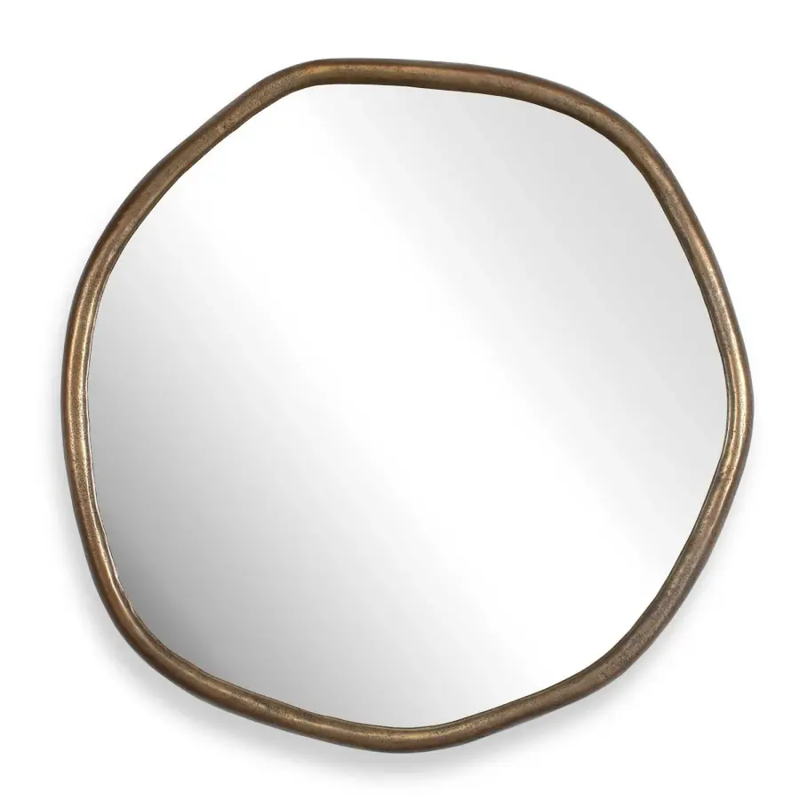 Ambrose Round Mirror in Antique Brass