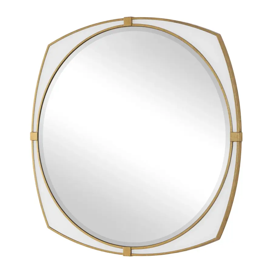 Estella Round Mirror in Antique Gold