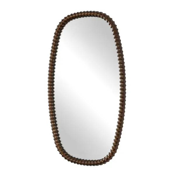 The Apphia Mirror Is Framed In A Warm Bronze Finish With Soft Gold Undertones, Offering A Subtle, Aged Look. Ribbed Detailing Along The Frame Adds Depth And Character, While The Clean Silhouette Keeps The Design Timeless And Versatile. May Be Hung Horizontal Or Vertical. Collection: Apphia Designer: Grace Feyock Finish: Warm Bronze Width: 22.00" Height: 37.00" Length: 1.25" Weight: 17.00 lb Material: PU, GLASS, MDF Country of Origin: Malaysia Safety Rating: Indoor Only