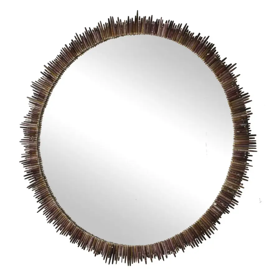 Tiger Sea Urchin Round Mirror in Multi-Toned Finish