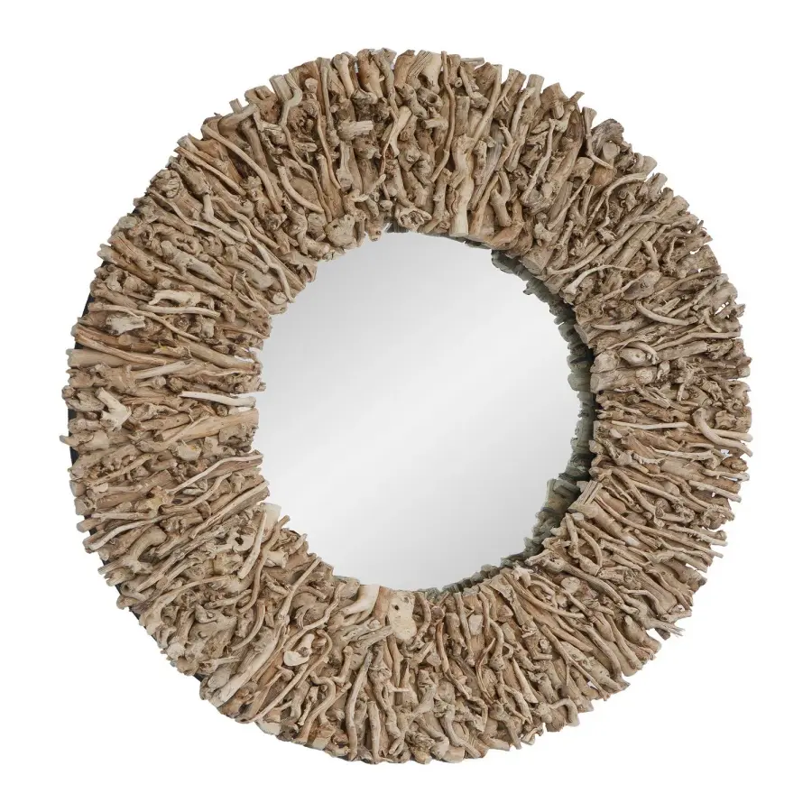 Rossetti Round Wall Mirror in Natural Moringa Wood