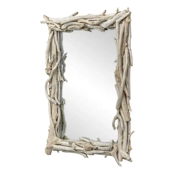 This Unique Mirror Features A Hand Assembled Frame From Salvaged Teak Root In A Light, Bleached Finish. It Provides Organic Texture, Making It A Powerful, One-of-a-kind Rustic Accent Piece. May Be Hung Horizontal Or Vertical. Collection: Rooted Finish: Bleached Width: 32.50" Height: 44.00" Length: 4.00" Weight: 27.00 lb Material: TEAK ROOT Country of Origin: Indonesia Safety Rating: Indoor Only